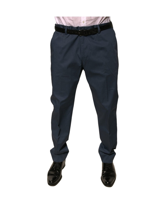 Dolce & Gabbana Dark Blue Cotton Stretch Skinny Men Dress Pants