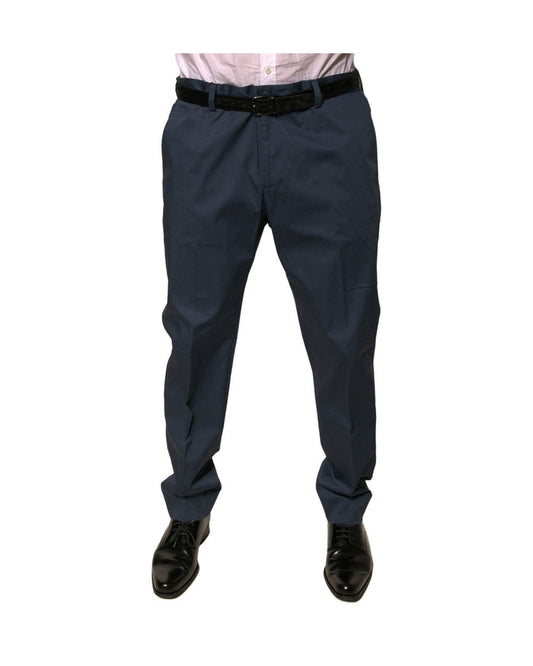 Dolce & Gabbana Dark Blue Cotton Stretch Skinny Men Dress Pants