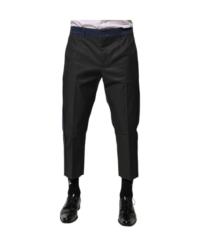 Dolce & Gabbana Gray Blue Cotton 3/4 Chinos Crop Trouser Pants