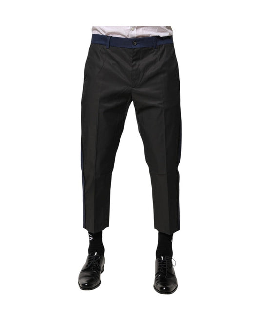 Dolce & Gabbana Gray Blue Cotton 3/4 Chinos Crop Trouser Pants