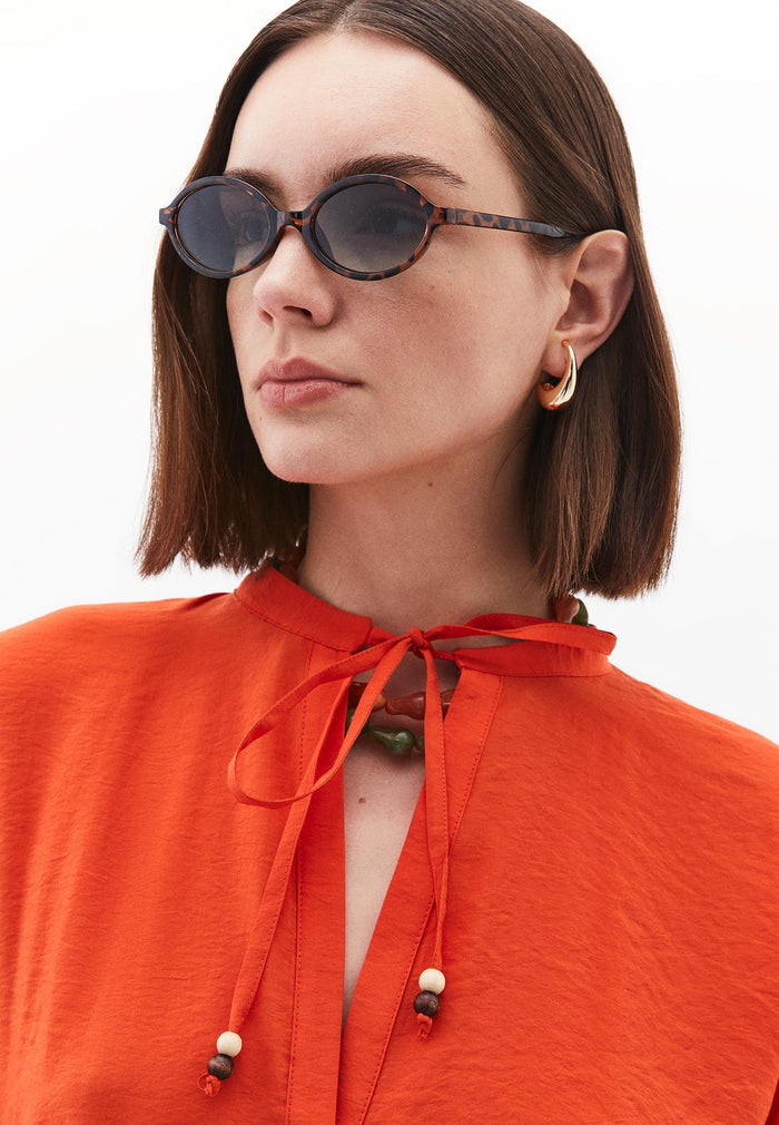 Draped V Neck Dress - PUREED PUMPKIN
