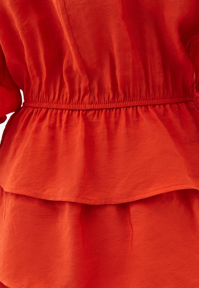 Draped V Neck Dress - PUREED PUMPKIN
