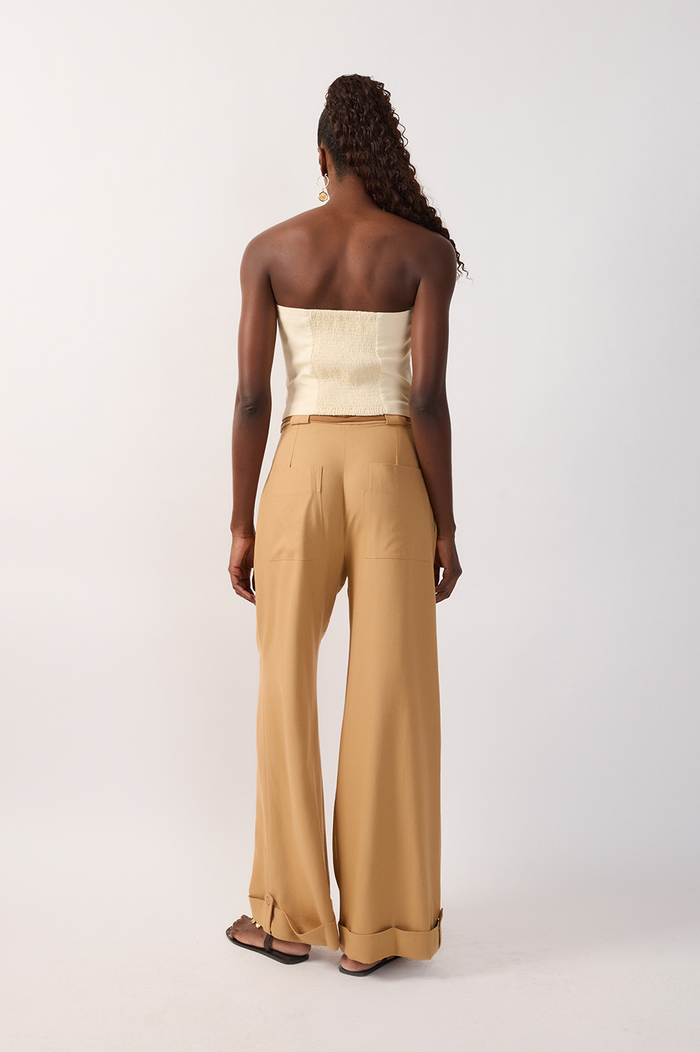 Drawstring Pleated Wide-Leg Linen Pants_7