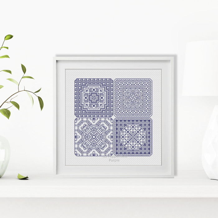 Dutch Tiles Mini Set 10 Blackwork Pattern by Peppermint Purple