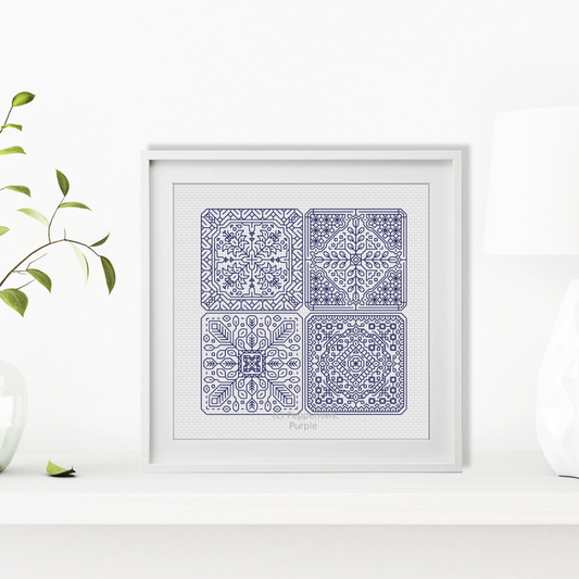 Dutch Tiles Mini Set 13 Blackwork Pattern by Peppermint Purple