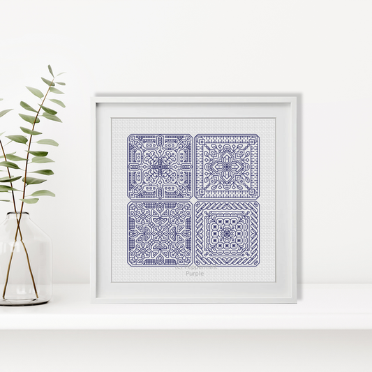 Dutch Tiles Mini Set 14 Blackwork Pattern by Peppermint Purple