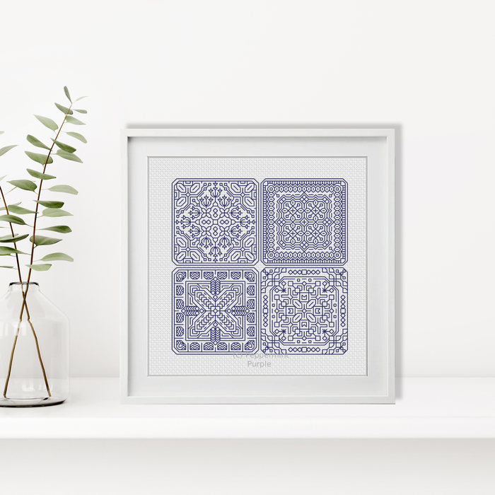 Dutch Tiles Mini Set 15 Blackwork Pattern by Peppermint Purple