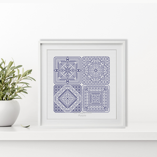 Dutch Tiles Mini Set 21 Blackwork Pattern by Peppermint Purple