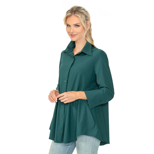 Easy Swing Shirt with Pockets in Green - 3778B-HNT