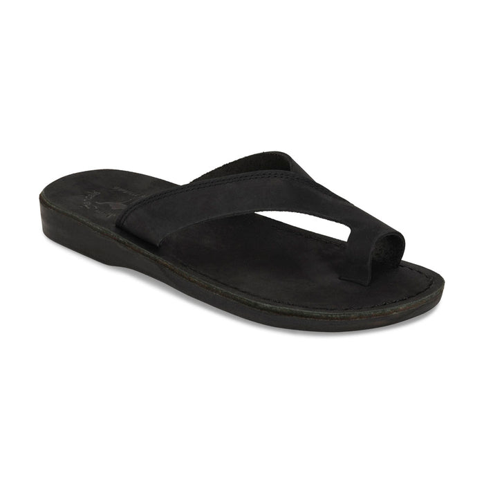 Echo - Asymmetrical Toe Loop Sandal | Black Nubuck