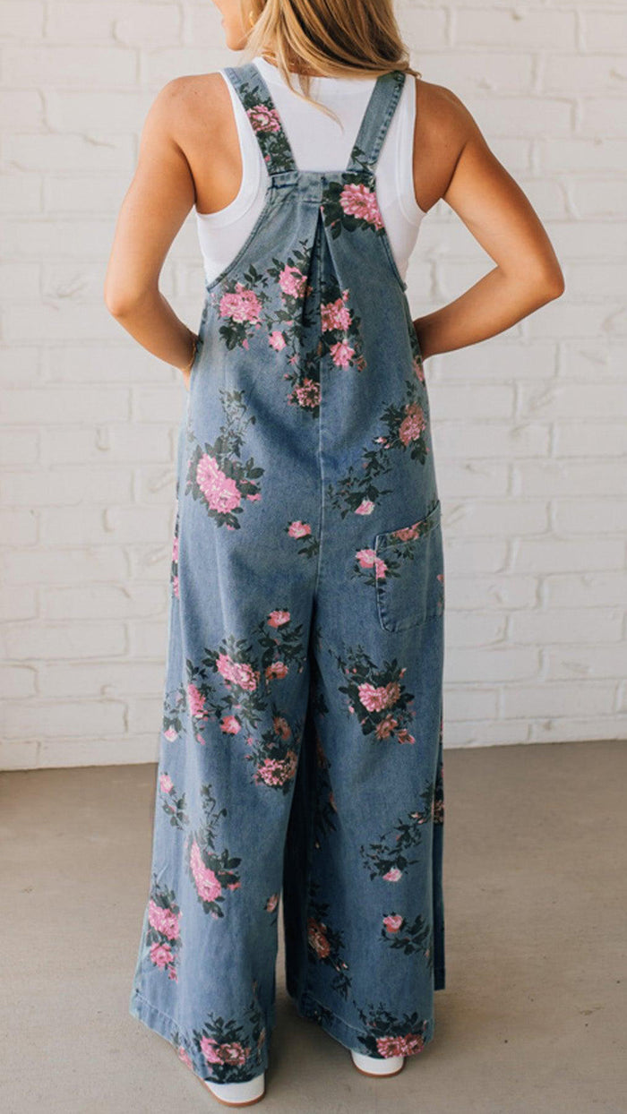 Elaria - Combinaison en Jean pour Femme avec Imprimé et Poches