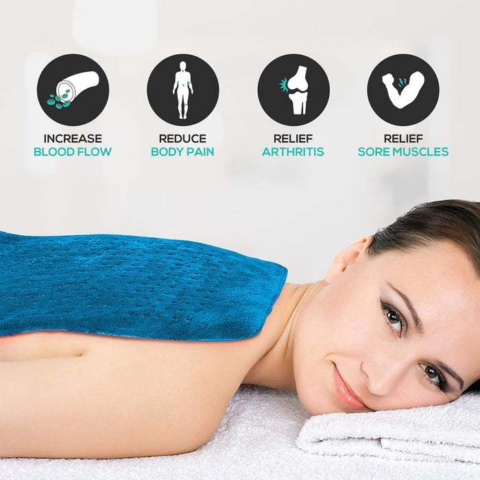 Electric Heating Pad - Instant Relief, 6 Heat Settings, Soft Coral Fleece