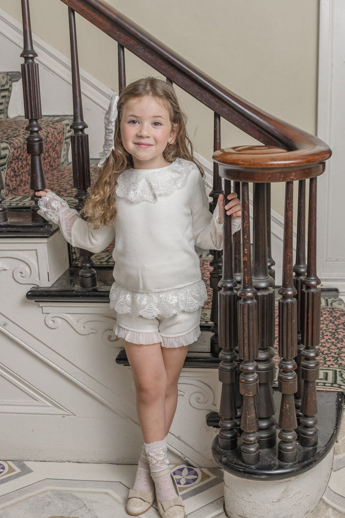 Emma White Cotton and Lace Top and Shorts Set - Petite Maison Kids