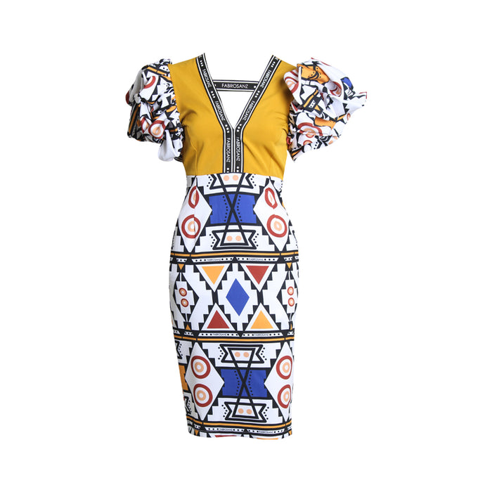 Fabrosanz: Mustard Nguni Print Dress (Pre-order)