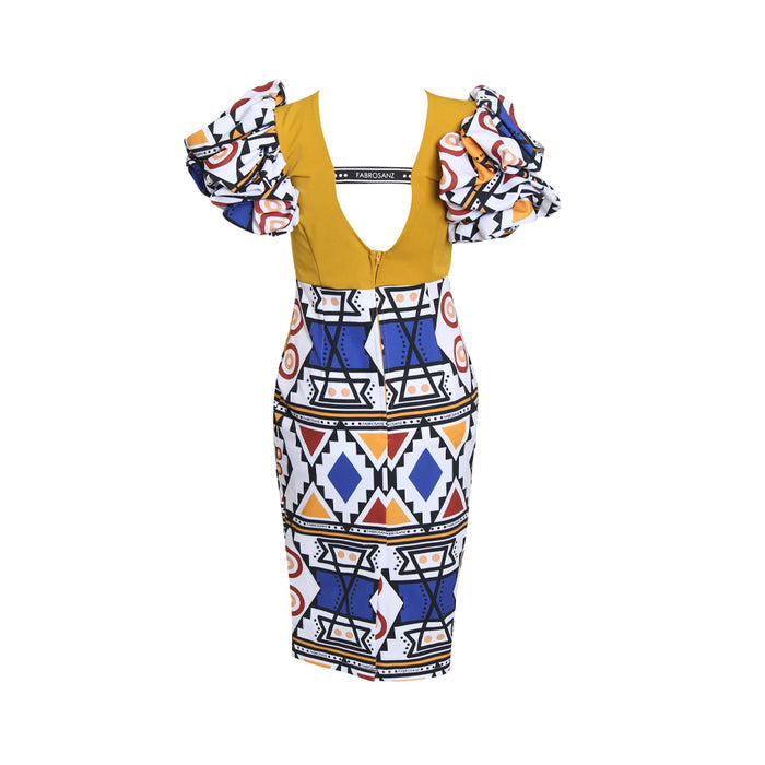 Fabrosanz: Mustard Nguni Print Dress (Pre-order)