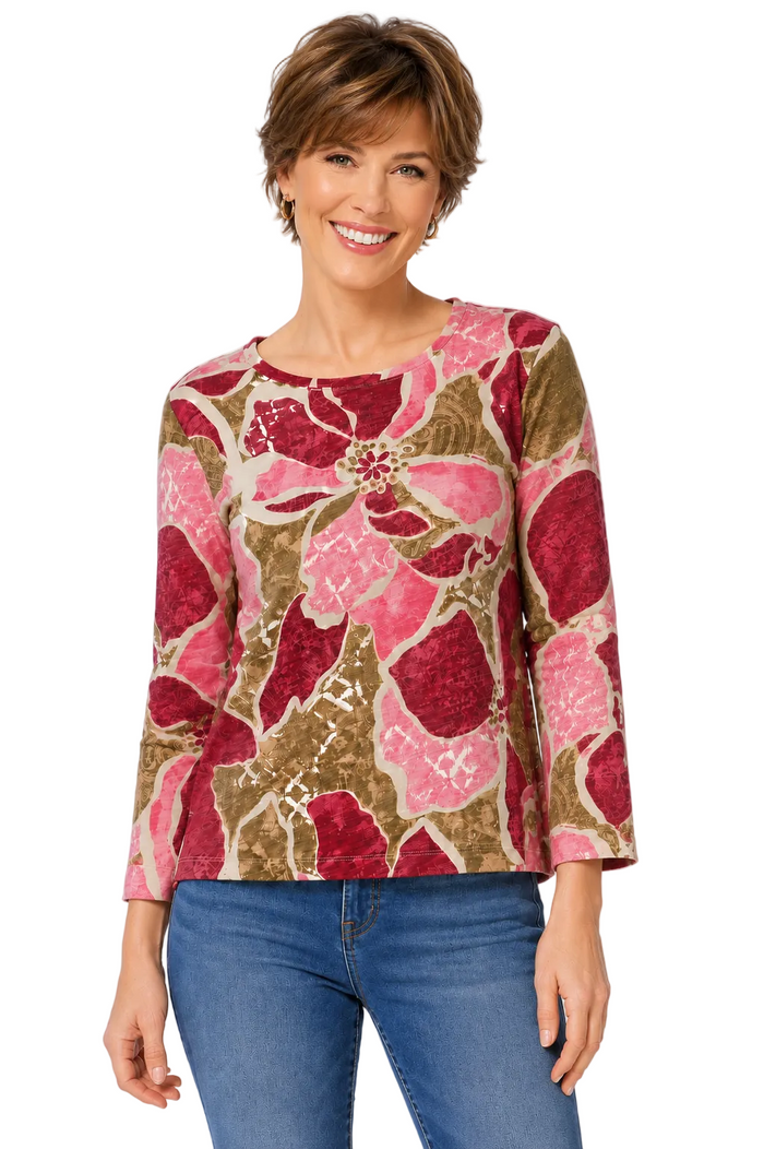Floral Print Cotton Top - 17325 - Sizes XS & XL Only!