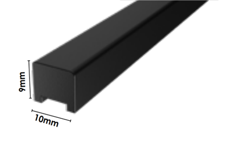 Frameless shower aluminium Square water bar, floor seal - Black Anodised - Image 2