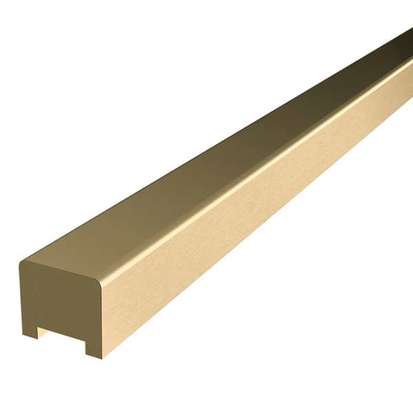 Frameless shower aluminium square water bar, floor seal - Brushed Brass/Gold Anodised - Image 1