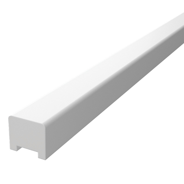 Frameless shower aluminium square water bar, floor seal - White Powdercoated - Image 1