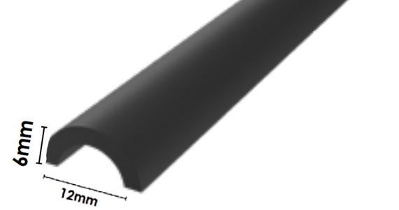 Frameless shower aluminium water bar, floor seal - Black Anodised - Image 3