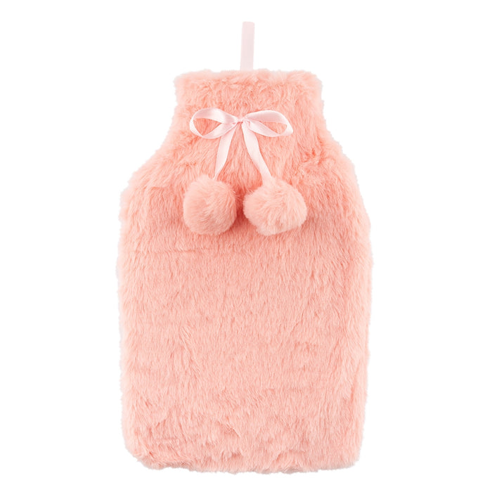 Fur 2L Pom-Pom Hot Water Bottle - Pink 344383- PINK