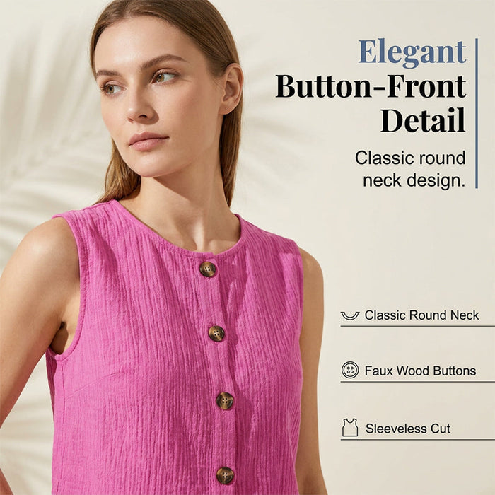 Fynoria - Ensemble femme top sans manches et short à boutons