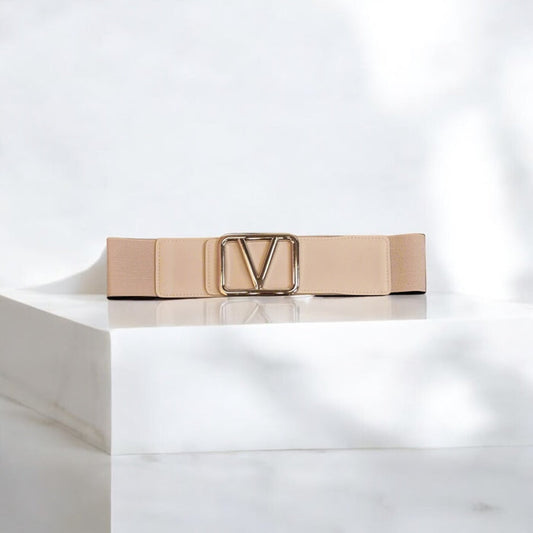 Galentino Stretch Belt Beige/Silver