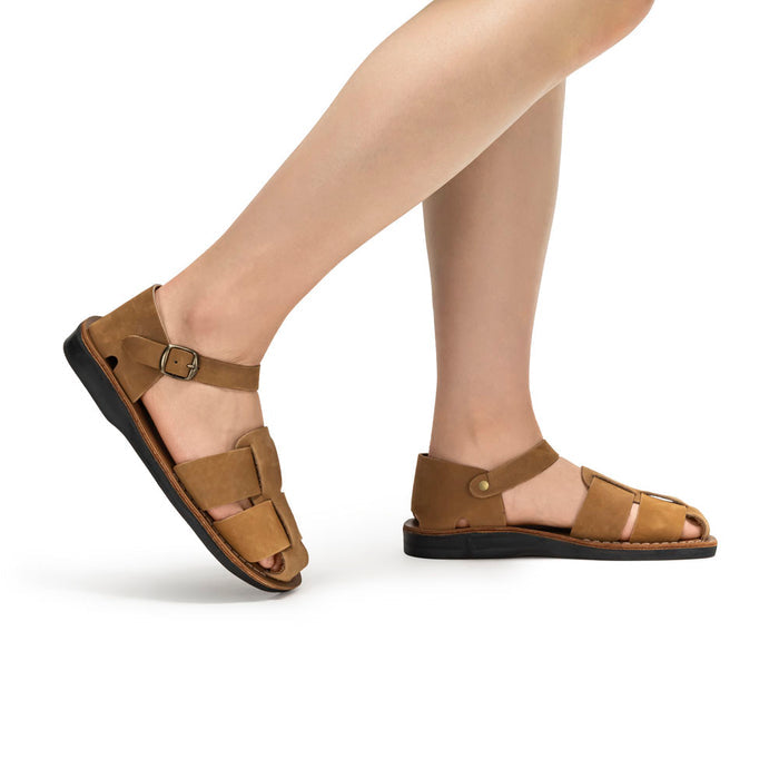 Gemma - Leather Adjustable Strap Sandal | Tan Nubuck
