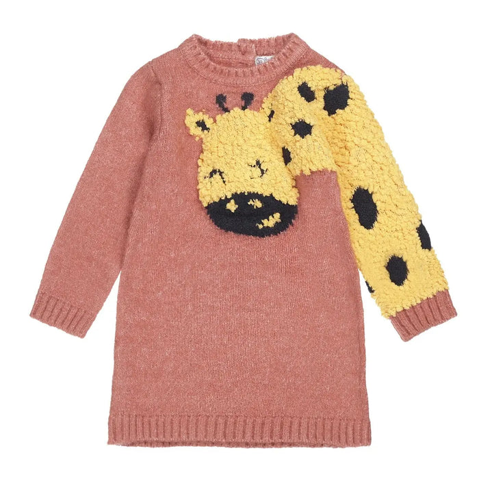 Girls Dress Old Pink Giraffe | Dirkje - Dirkje