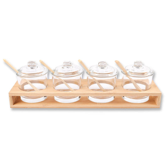 Glass & Bamboo 4Pc Serving Set  328785