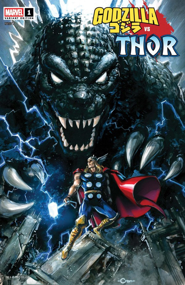 Godzilla vs. Thor #1 1:25 Clayton Crain Variant
