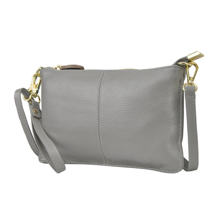 Gray NGIL Genuine Leather Wristlet Crossbody Bag