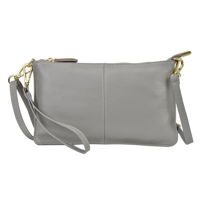 Gray NGIL Genuine Leather Wristlet Crossbody Bag