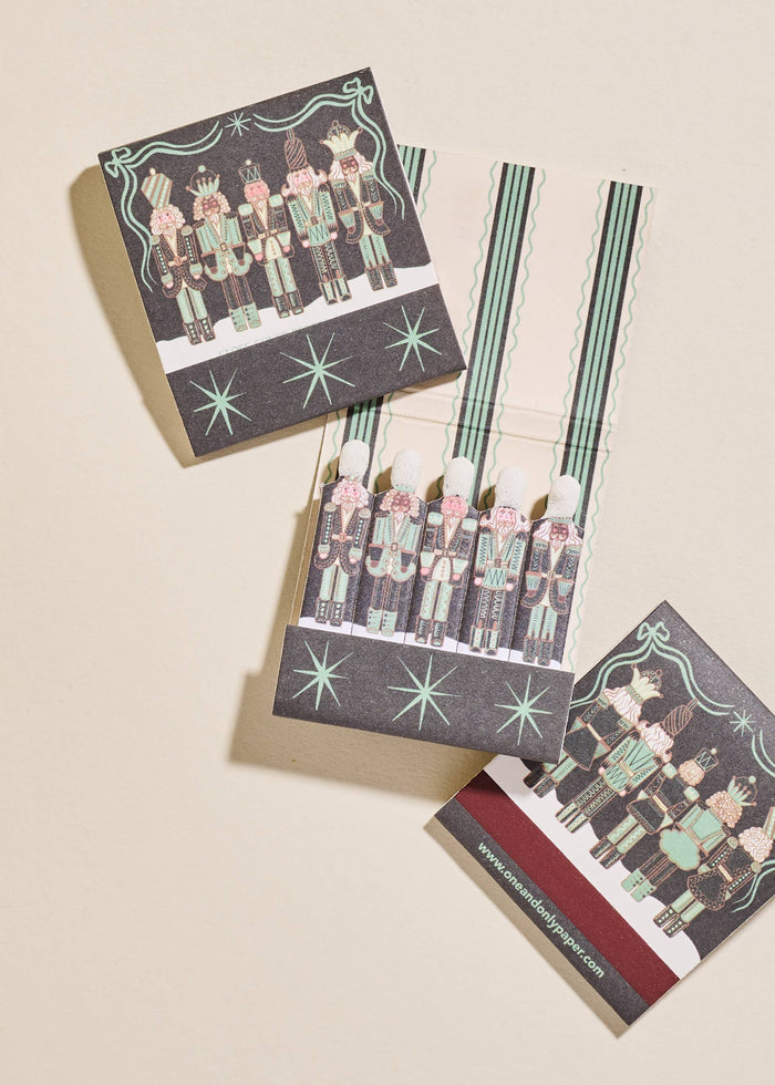 Green Nutcracker Printed 10 Stem Matchbooks Matches