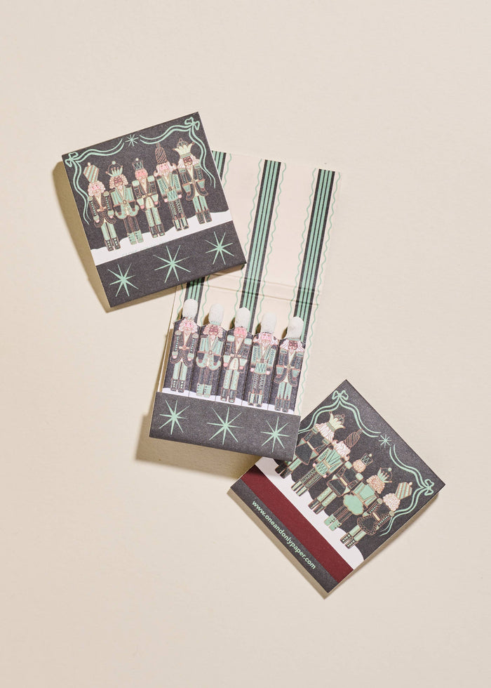 Green Nutcracker Printed 10 Stem Matchbooks Matches