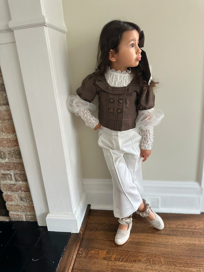 Gwen  White Wide Leg Pants - Petite Maison Kids