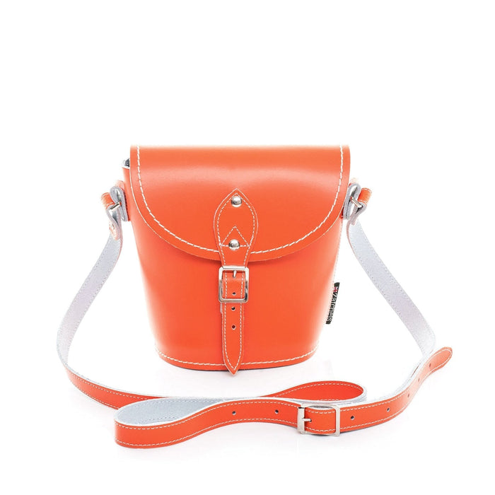 Handmade Leather Barrel Bag - Orange - Bascora