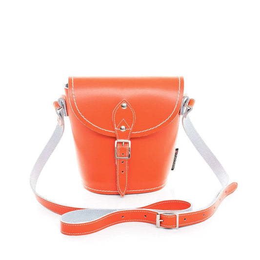 Handmade Leather Barrel Bag - Orange - Bascora