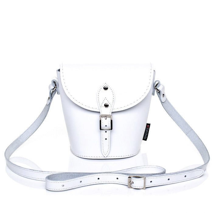 Handmade Leather Barrel Bag - White - Bascora