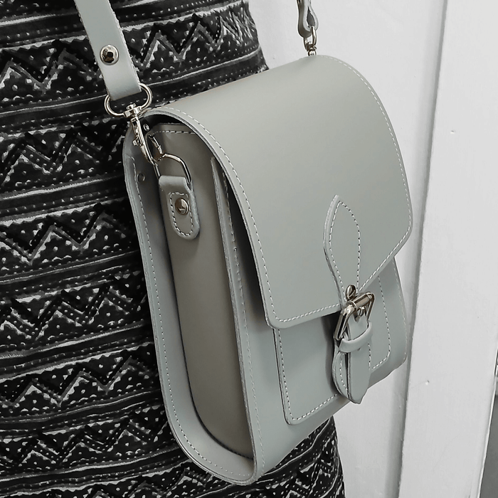 Handmade Leather Festival Phone Bag - Ghost Grey - Bascora