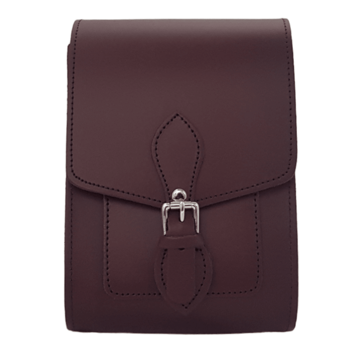 Handmade Leather Festival Phone Bag - Marsala Red - Bascora