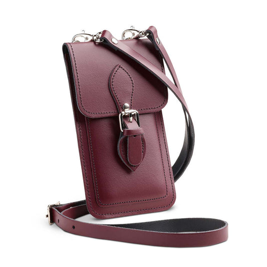 Handmade Leather Mobile Phone Pouch Plus - Marsala Red - Bascora