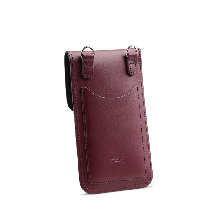 Handmade Leather Mobile Phone Pouch Plus - Marsala Red - Bascora