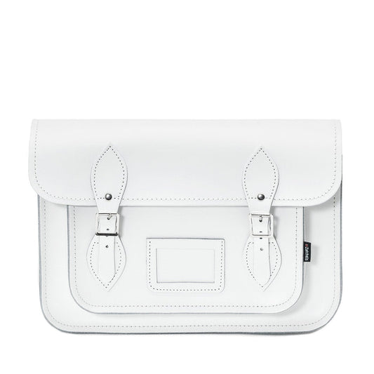 Handmade Leather Satchel - White - Bascora