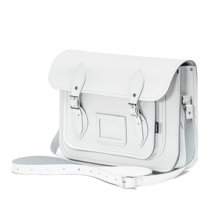 Handmade Leather Satchel - White - Bascora