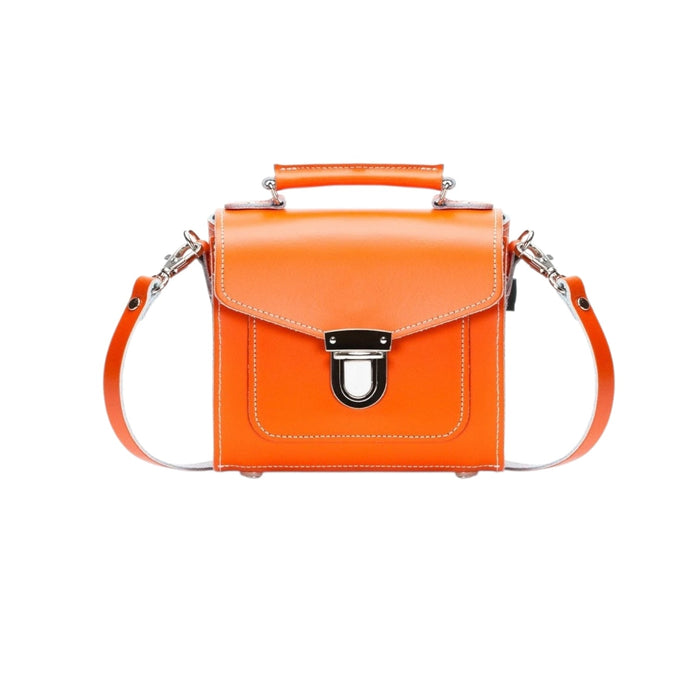 Handmade Leather Sugarcube Handbag – Orange - Bascora