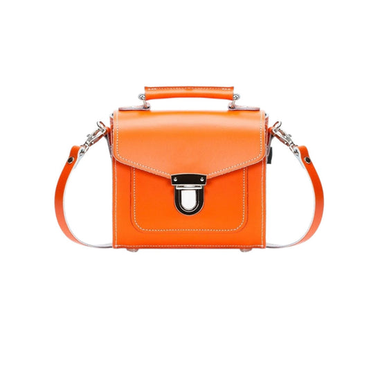Handmade Leather Sugarcube Handbag – Orange - Bascora
