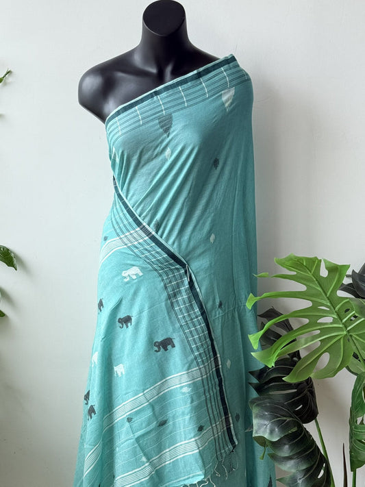 Handspun pure jamdani cotton saree