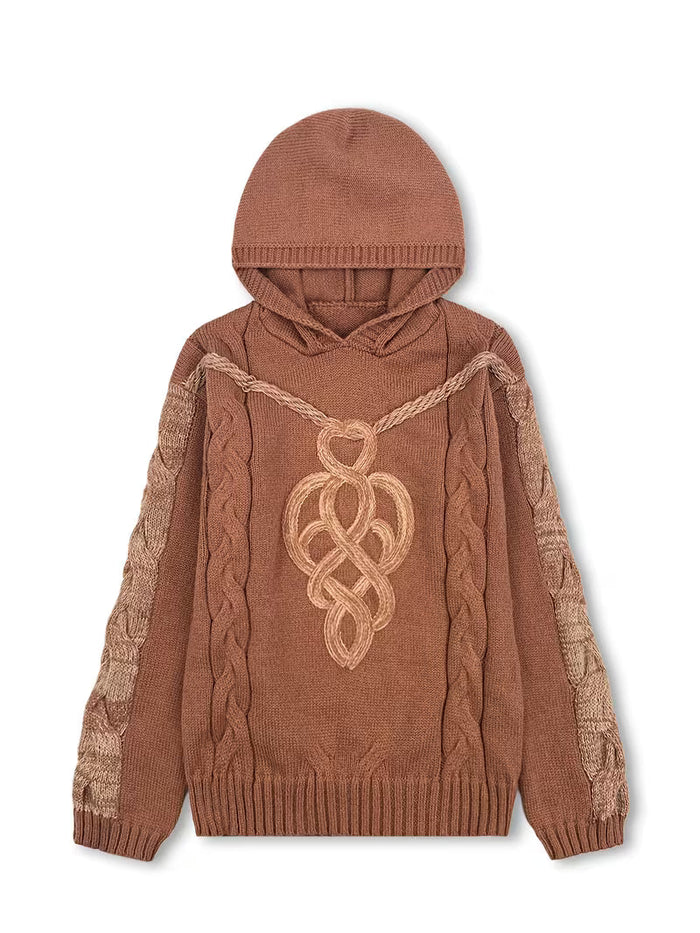 Helmira - Pull Tricoté à Capuche Motif Tressé