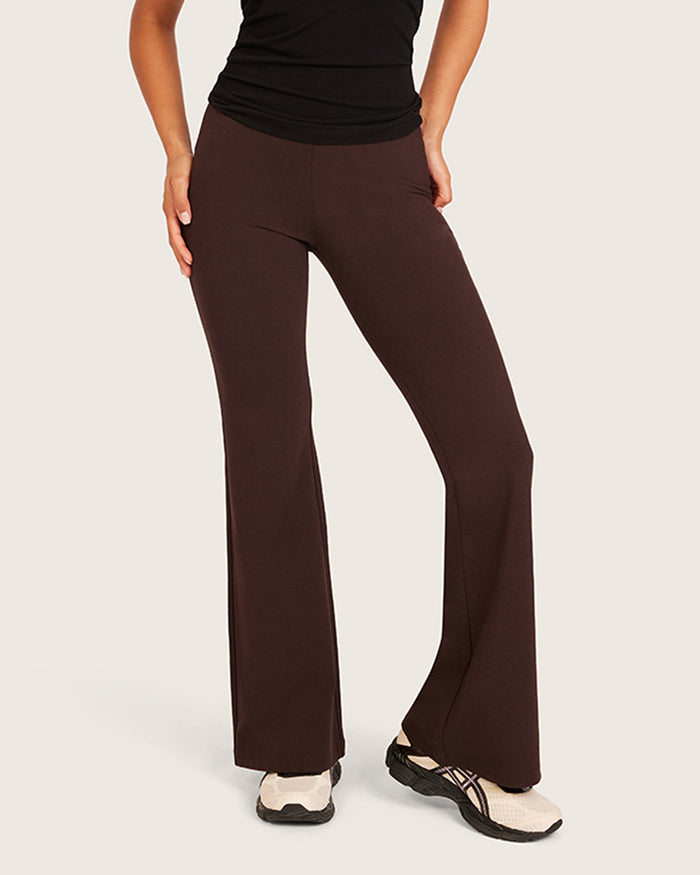 High Waist Flare Pants - Short - Carob